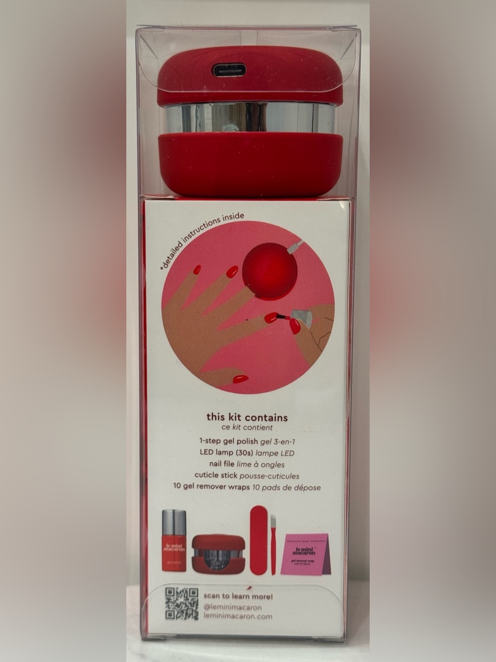 NWT Le Mini Macaron Cherry Red Gel Manicure Kit - Picture 8 of 9
